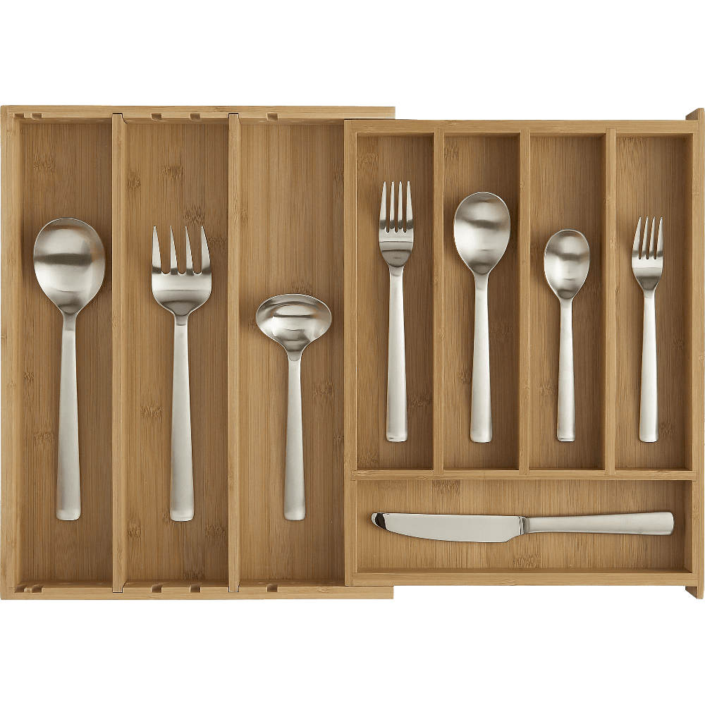 Expandable Bamboo Flatware Tray
