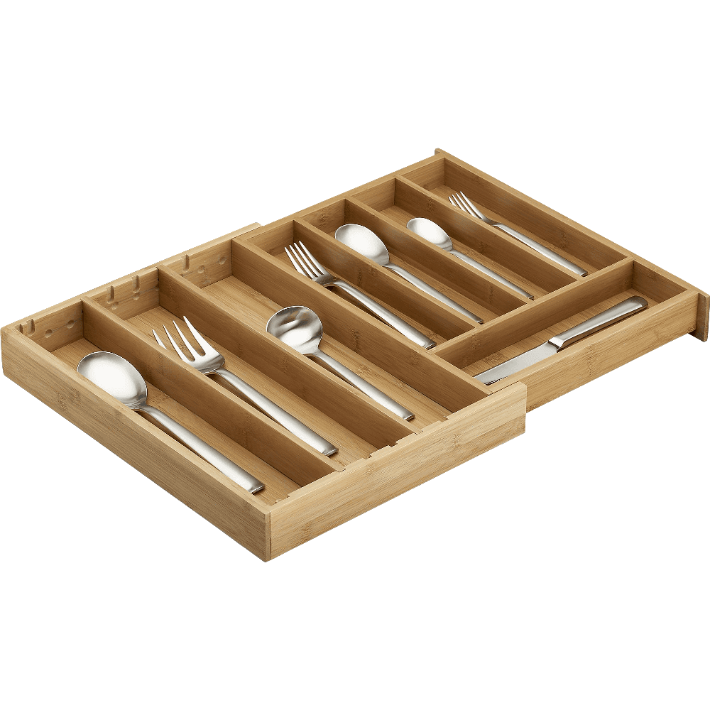 Expandable Bamboo Flatware Tray